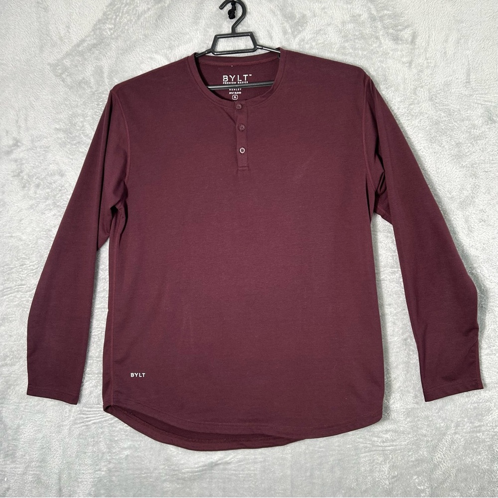 BYLT Drop Cut Henley‎ Shirt Mens Size XL Pullover Long Sleeve Soft Staple Casual